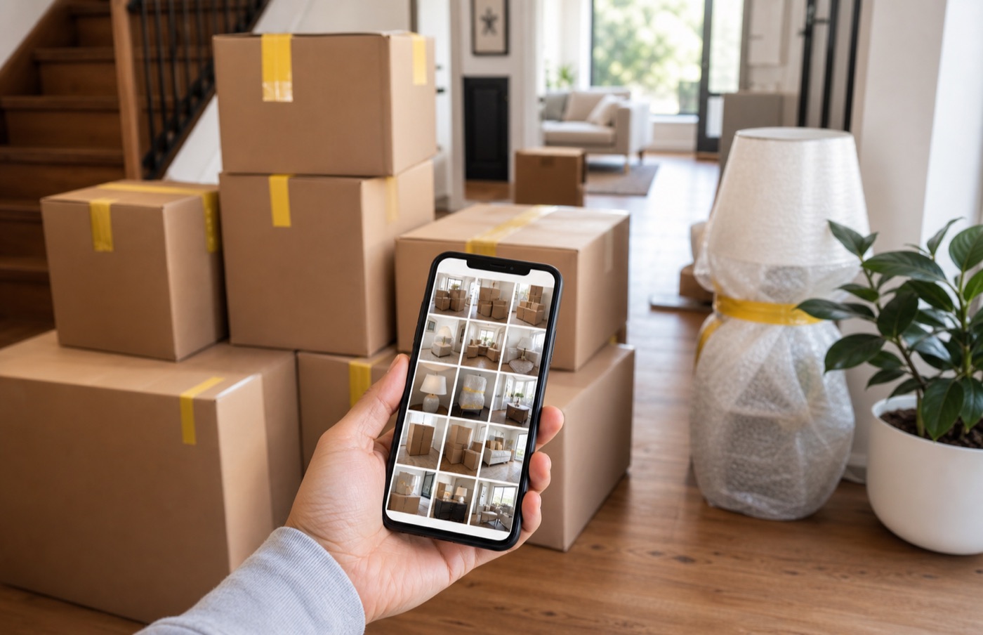 Generated office move with packed equipment and building access planning