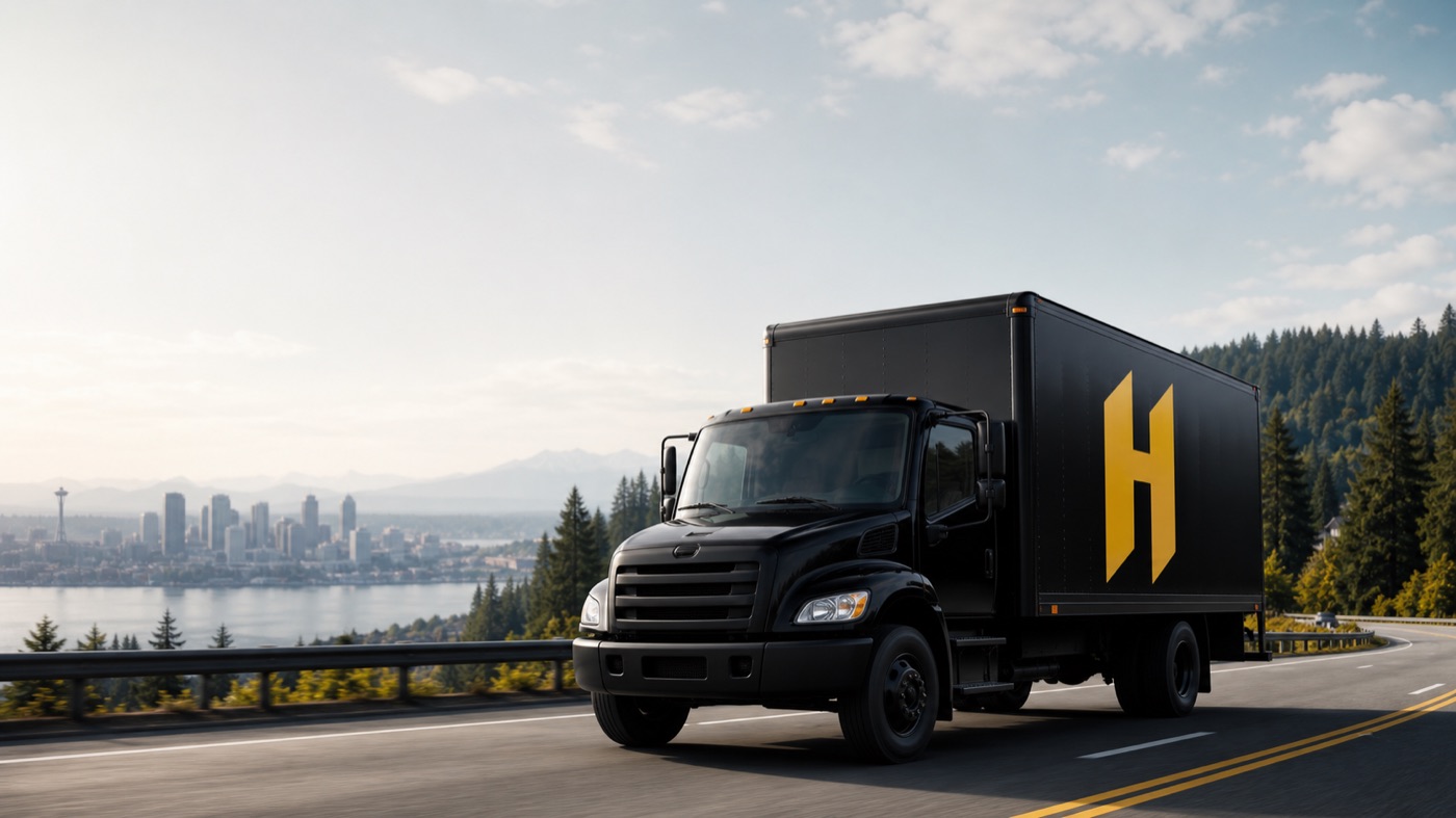 Generated yellow moving truck for local search proof